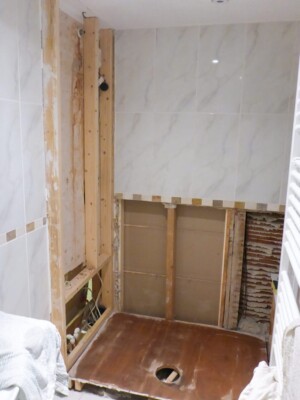 In progress shower refurbishment sheers - in progress